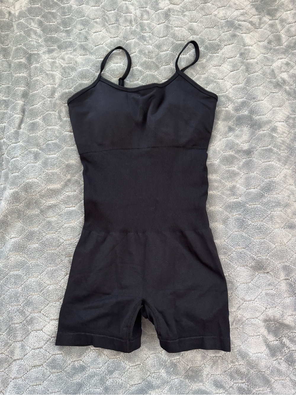 Black Ribbed Sleeveless Romper